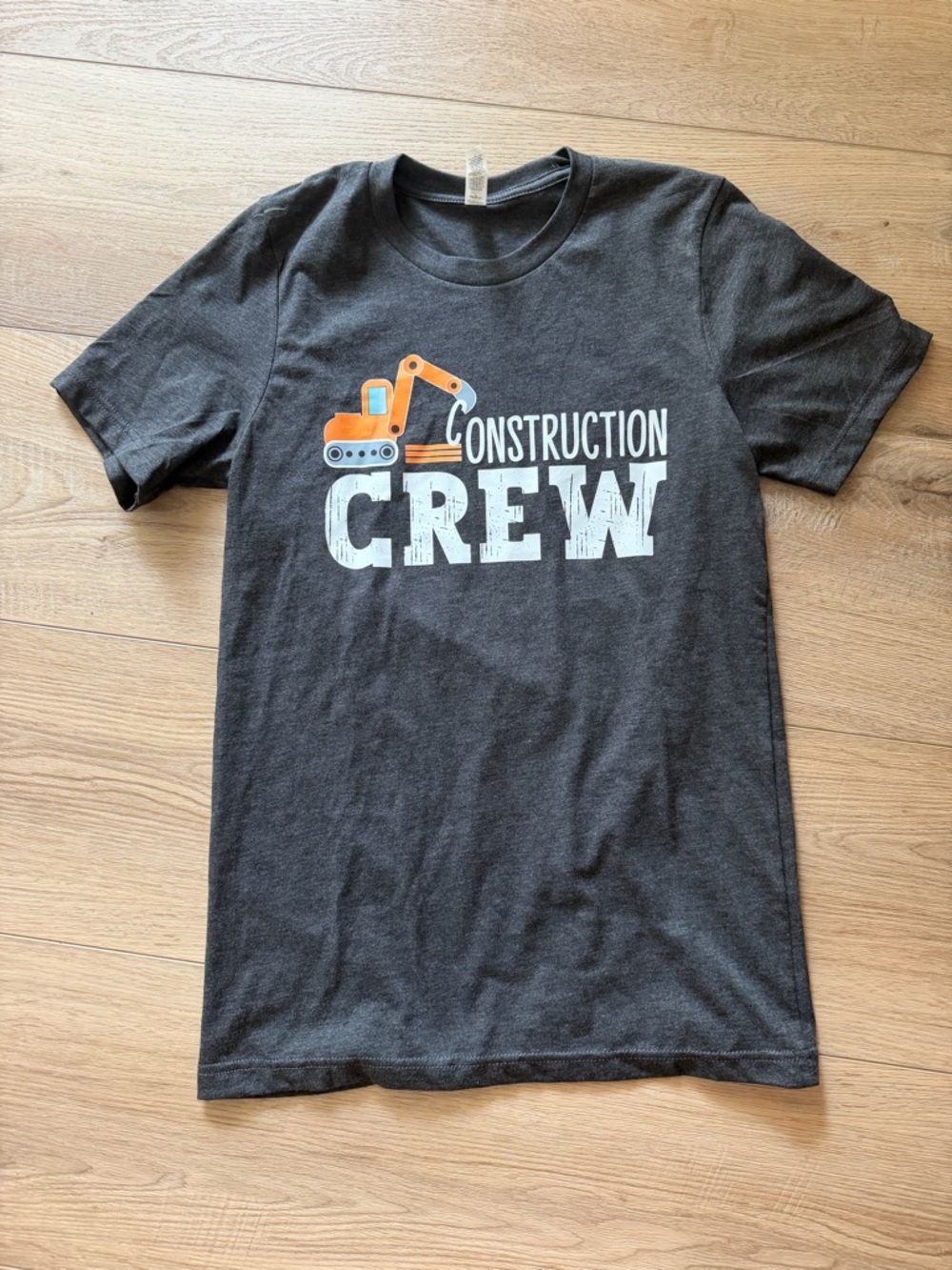 Construction Crew Graphic Tee - Dark Gray with Orange Accent